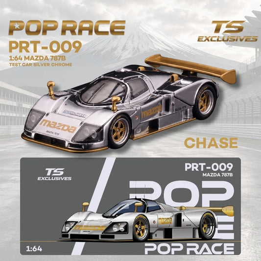 POP Race x Tokyo Station Mazda 787B Test Car in 1:64 scale with magnetic removable hoods and detailed engine.