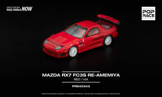 POP Race Mazda RX-7 FC3S RE-Amemiya Red 1:64 diecast model. Front
