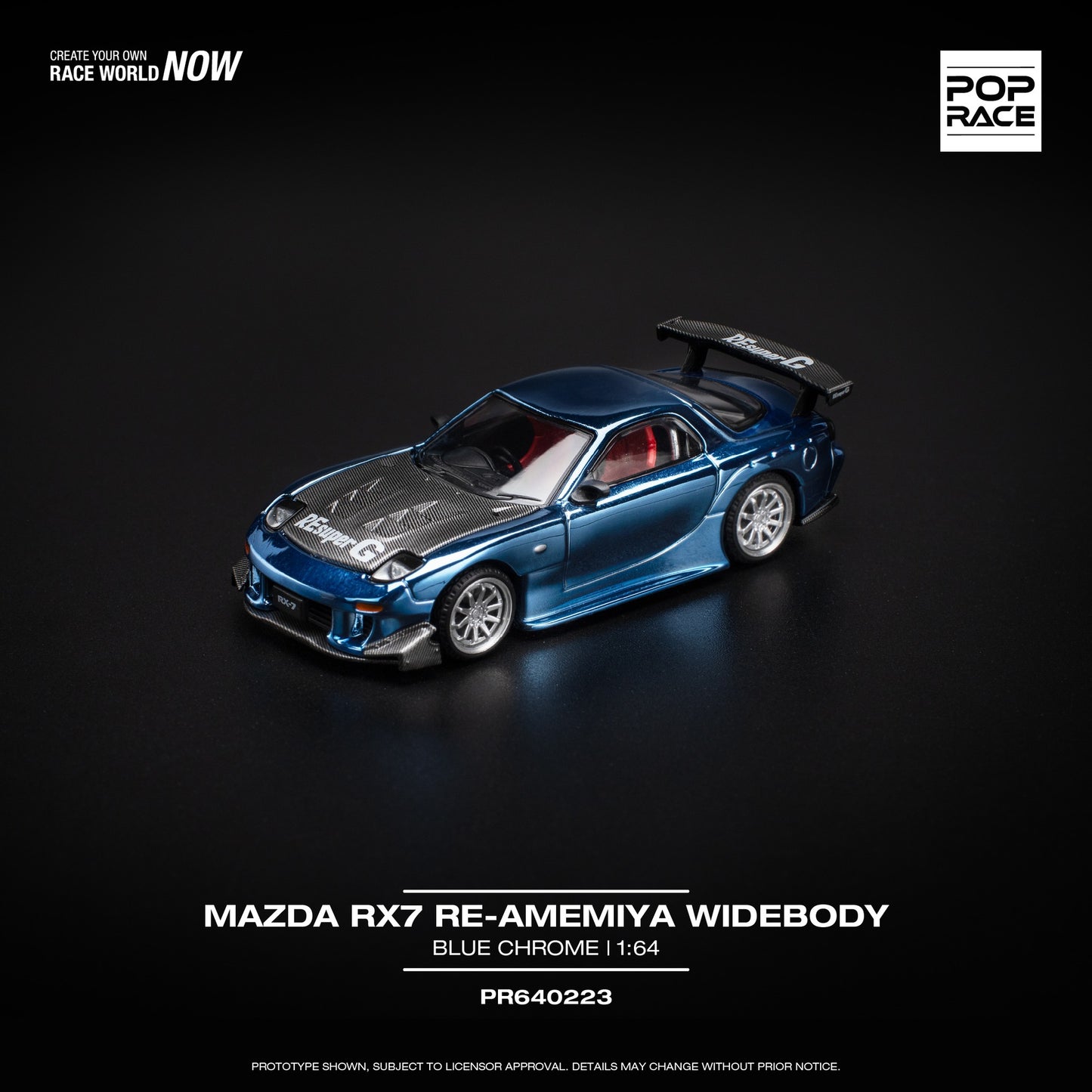 (Pre-Order) POP Race - Mazda RX7 Re-Amemiya Widebody Blue Chrome