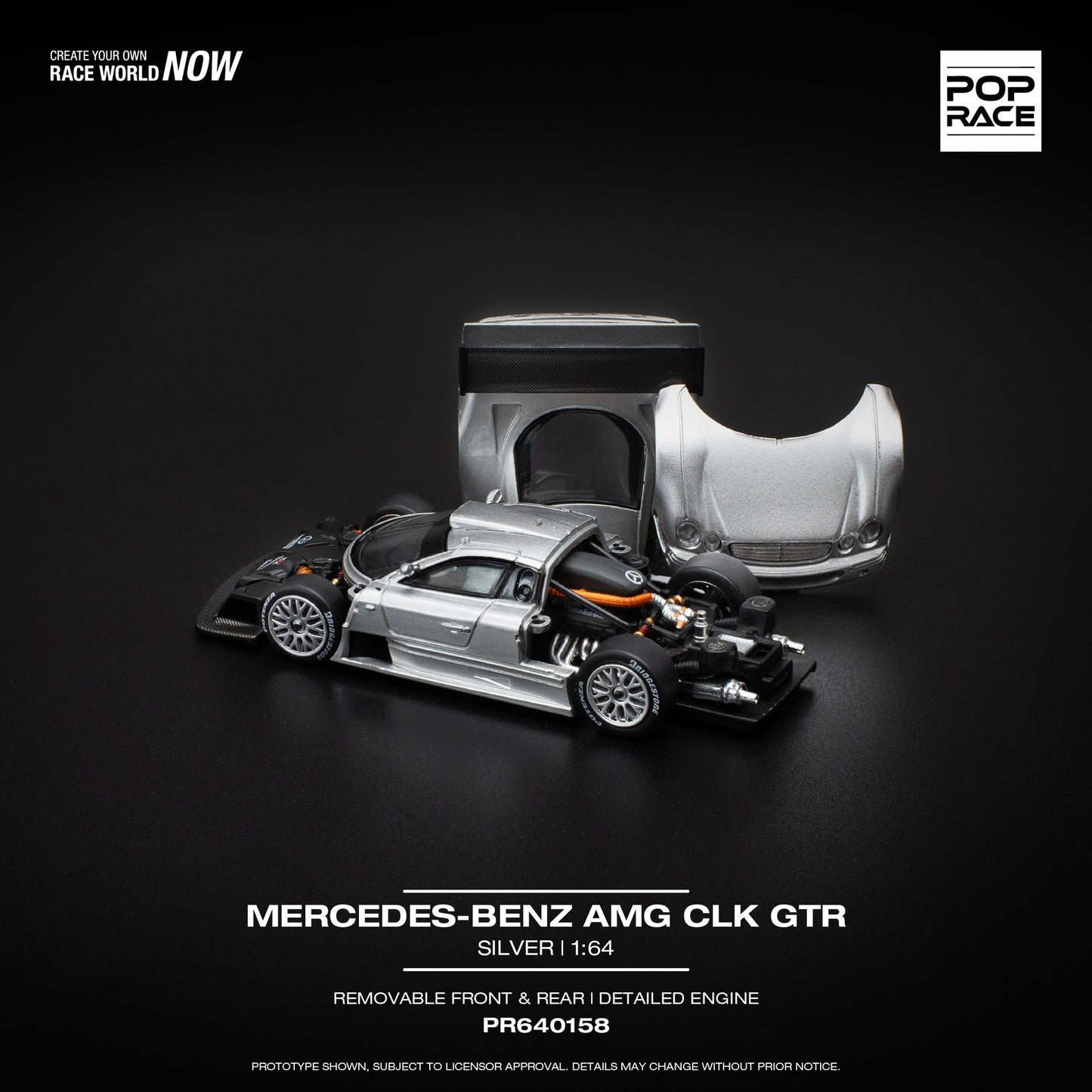 (Pre-Order) POP Race - Mercedes-Benz AMG CLK GTR Silver