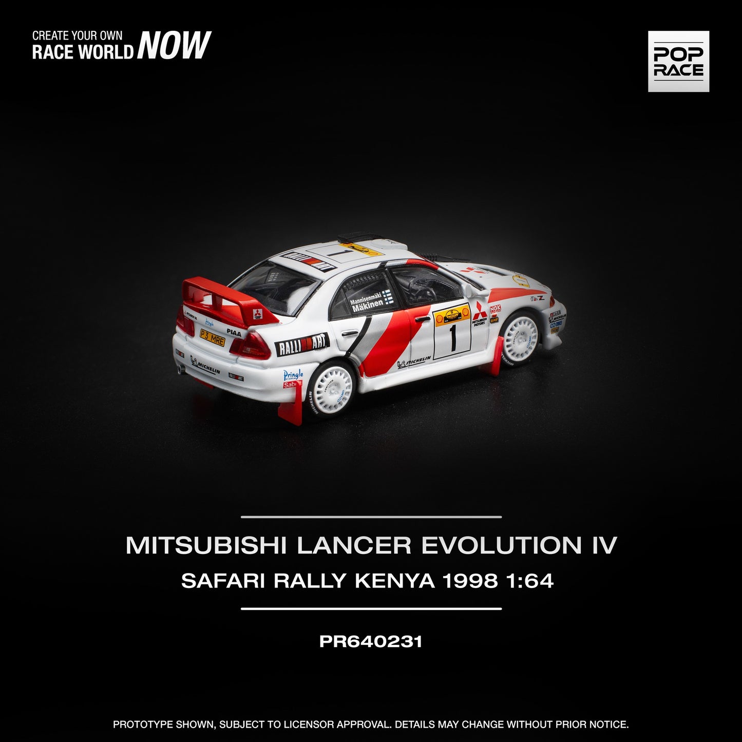 (Pre-Order) POP Race - Mitsubishi Lancer Evolution IV, #1 Safari Rally Kenya 1998