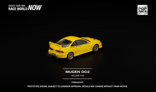 POP Race Honda Integra DC2 MUGEN in Phoenix Yellow with opening vented hood and detailed engine. Back