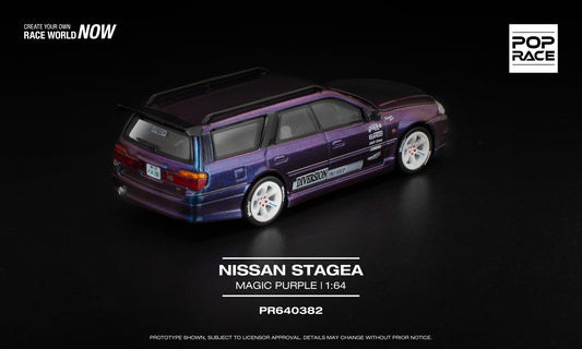 POP Race Nissan Stagea Magic Purple 1:64 diecast wagon. Back