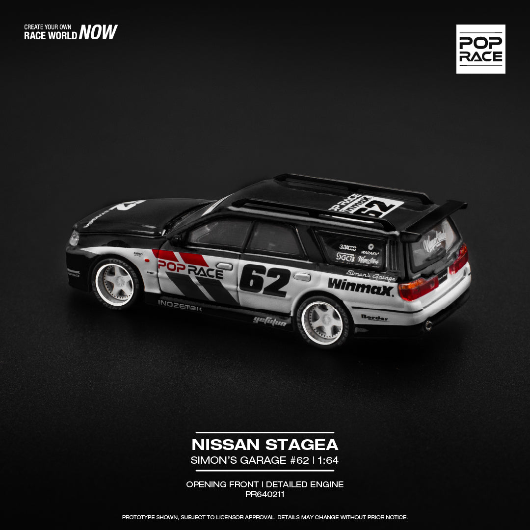 (Pre-Order) POP Race - Nissan Stagea Simon's Garage #62 Black