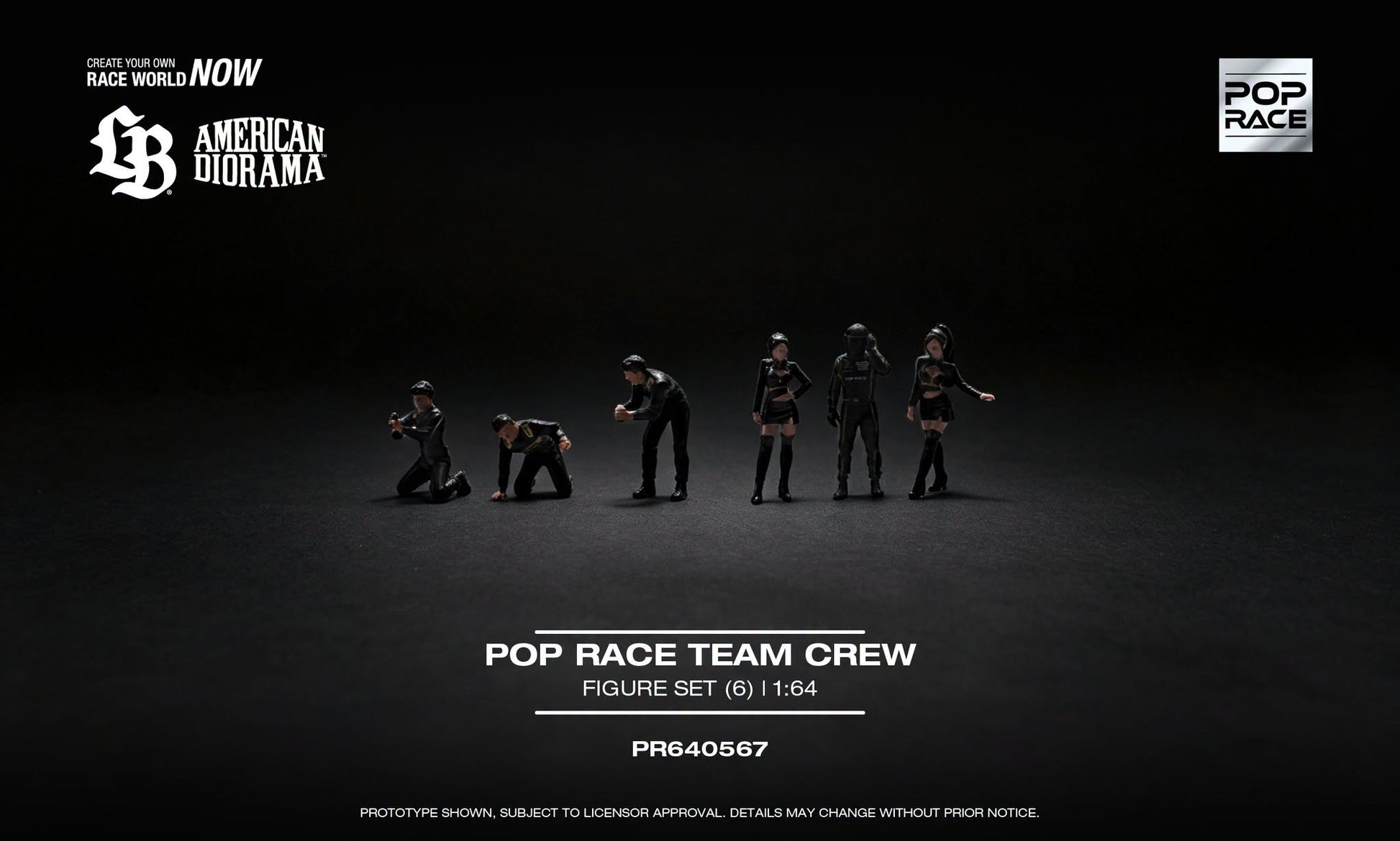 POP RACE Team Crew with six metal figures.