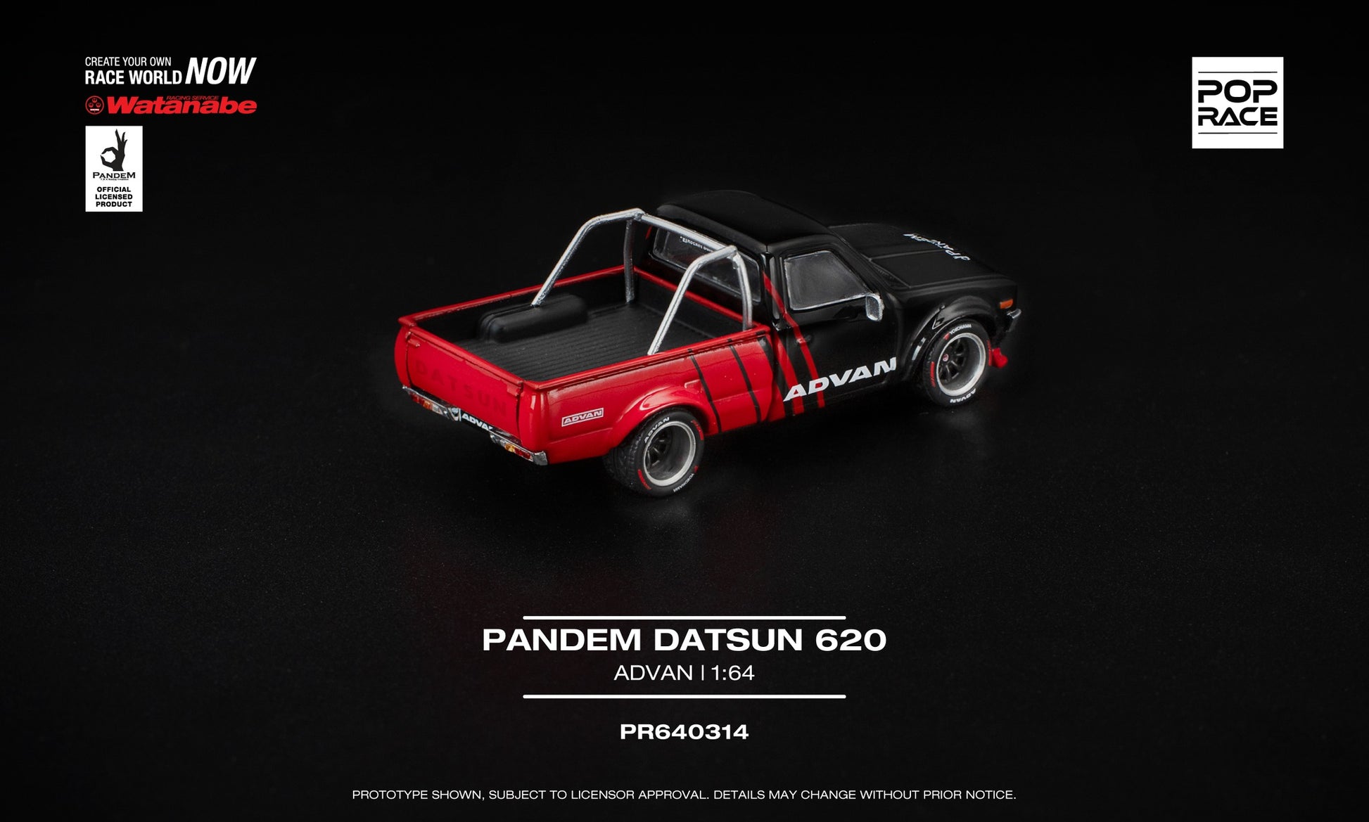 POP Race Pandem Datsun 620 ADVAN livery diecast model 1:64. Back