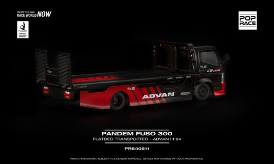 POP Race Pandem Fuso 300 Flatbed Transporter ADVAN livery 1:64. Back