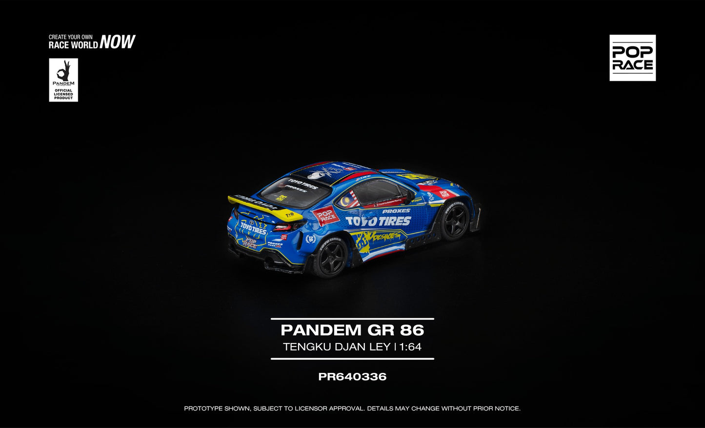 POP Race 1:64 Pandem Toyota GR86 Tengku Djan Ley drift car widebody diecast model. Back