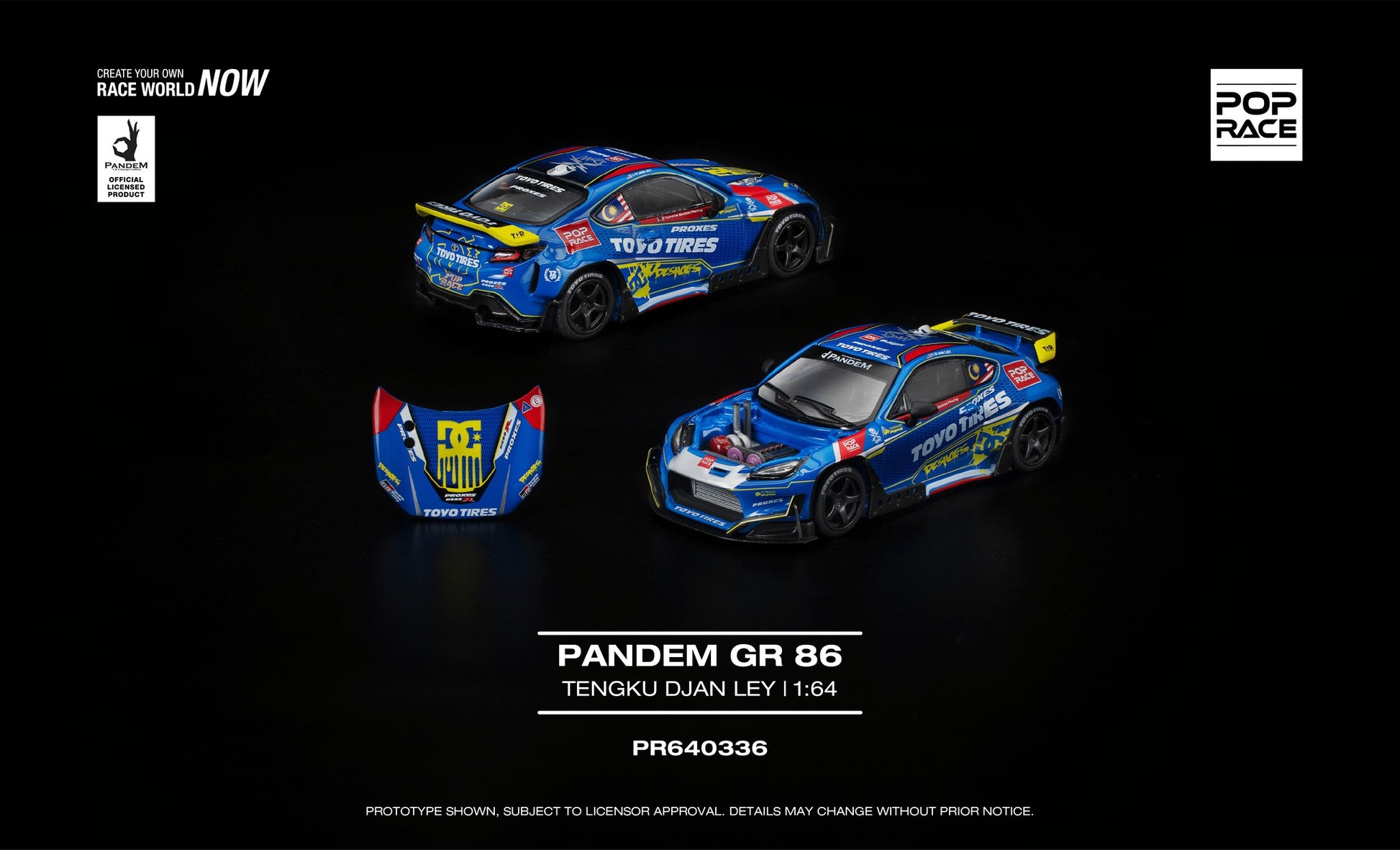 POP Race 1:64 Pandem Toyota GR86 Tengku Djan Ley drift car widebody diecast model