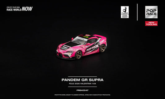 POP Race PANDEM GR Supra FDJ2 Valentina Piaz 2026 with opening hood and detailed engine in 1:64 scale.