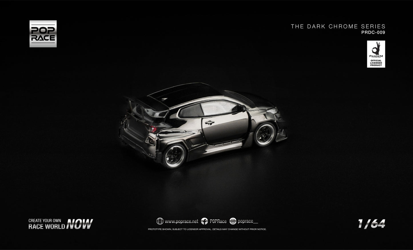 POP Race Pandem GR Yaris dark chrome 1:64 diecast model. Back