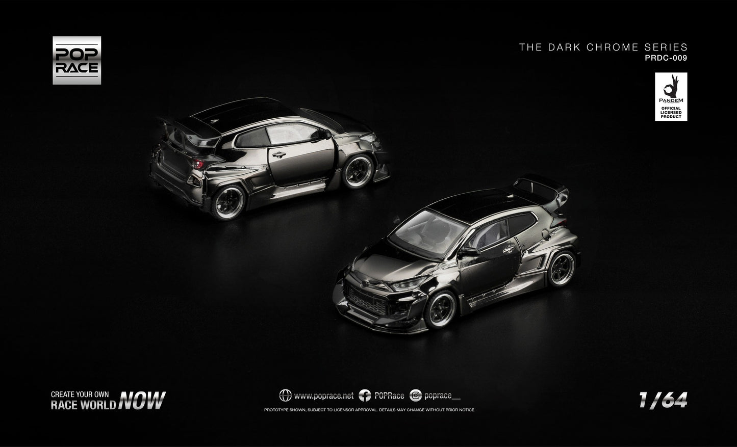 POP Race Pandem GR Yaris dark chrome 1:64 diecast model
