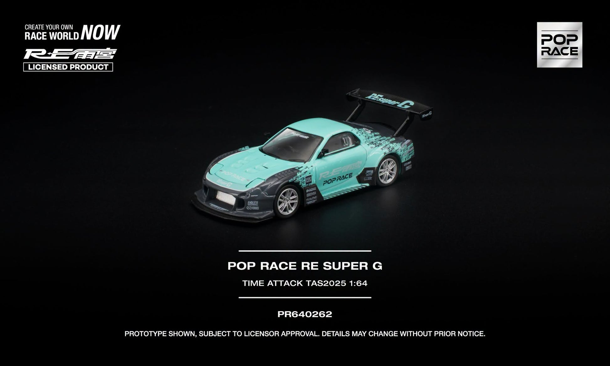 POP RACE RE Super G Time Attack TAS 2025 with opening hood and detailed engine.