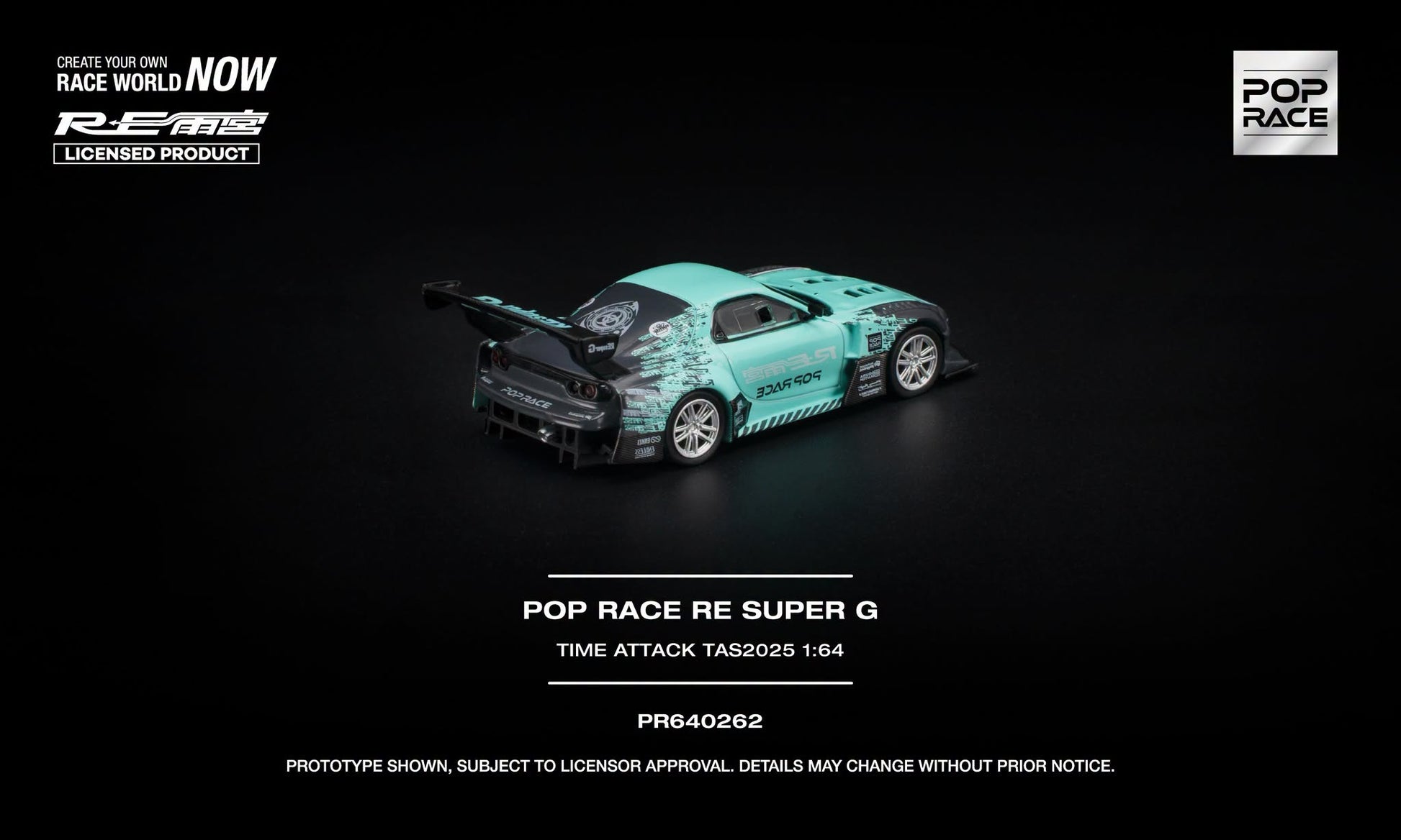 POP RACE RE Super G Time Attack TAS 2025 with opening hood and detailed engine.