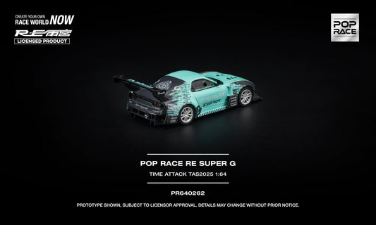 POP RACE RE Super G Time Attack TAS 2025 with opening hood and detailed engine.