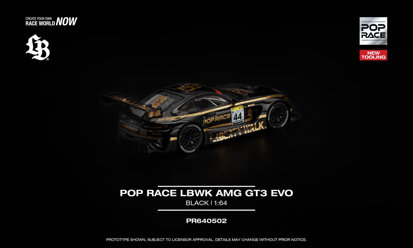 POP RACE × LBWK AMG GT3 EVO Black race car.
