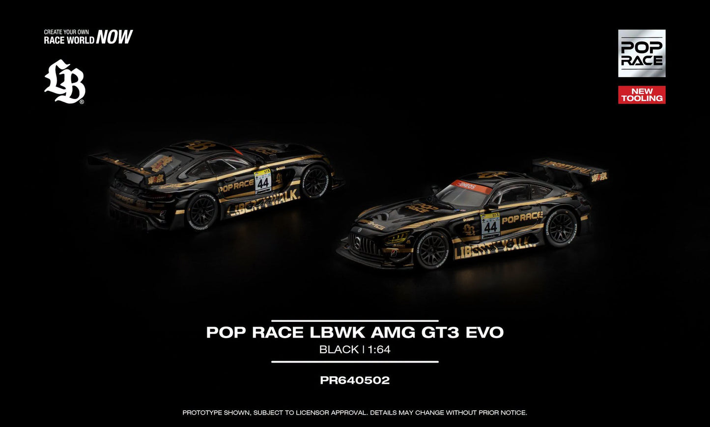 POP RACE × LBWK AMG GT3 EVO Black race car.