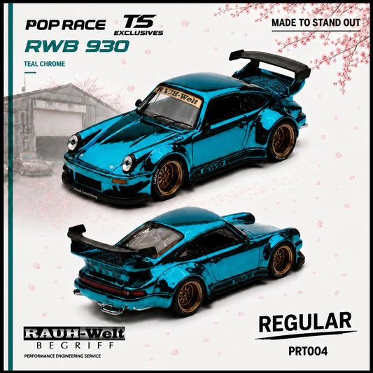 POP Race RWB Porsche 930 Tokyo Station Exclusives in teal chrome.