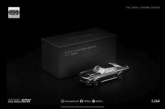 POP Race 1:64 Shelby Mustang GT500 Dark Chrome collectible diecast car. Front