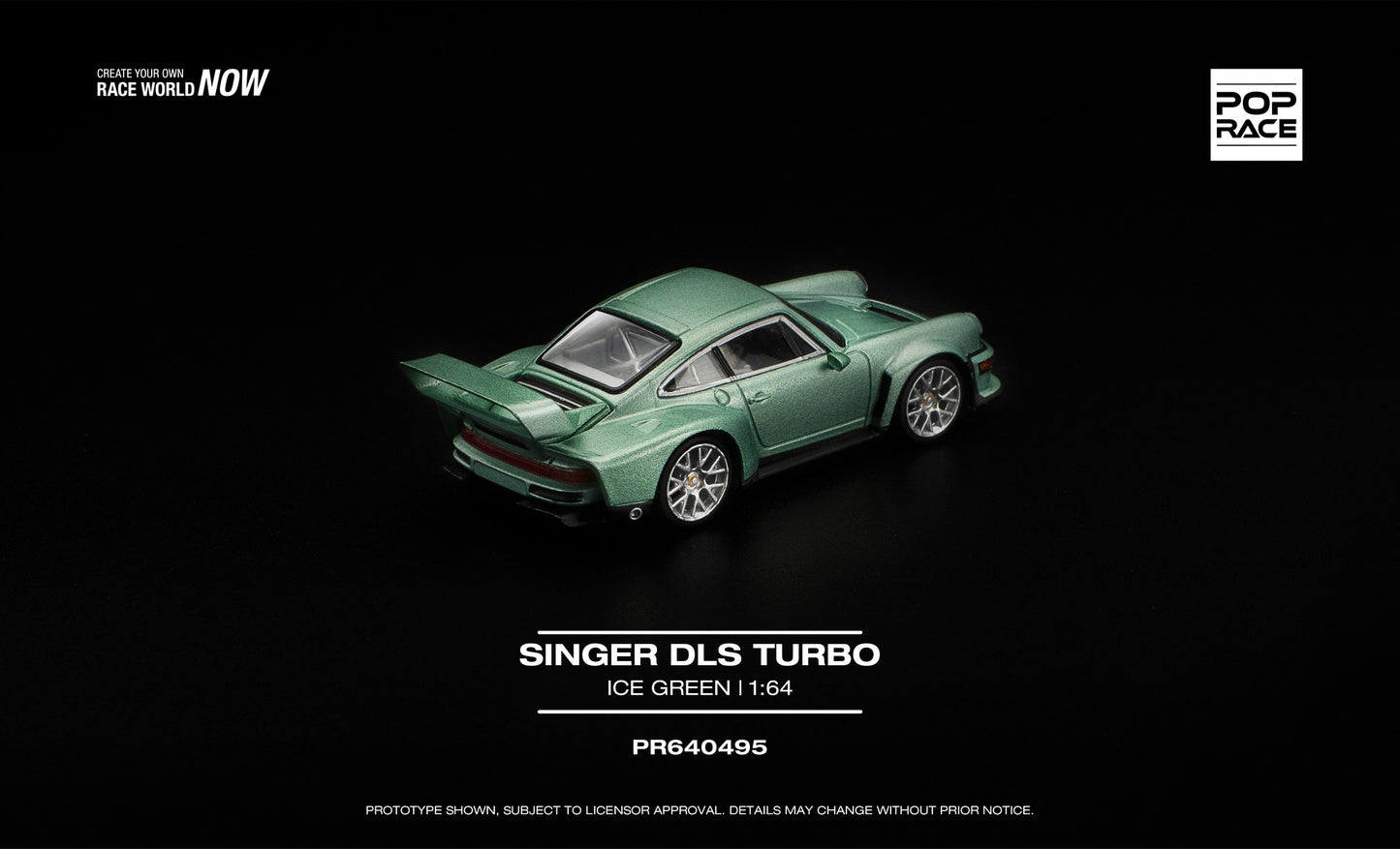 POP Race Singer DLS Turbo Ice Green 1:64 diecast car. Back