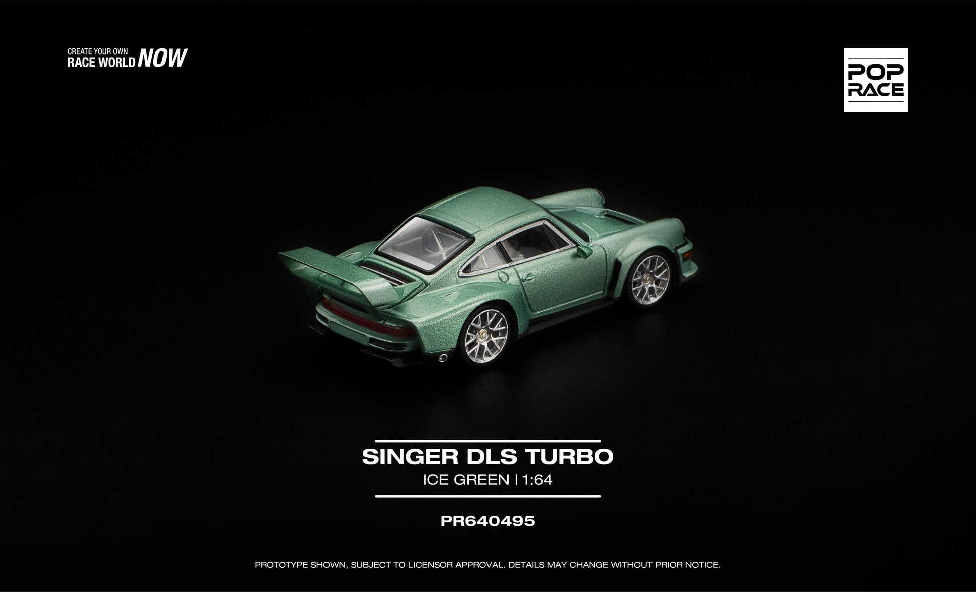 POP Race Singer DLS Turbo Ice Green 1:64 diecast car. Back