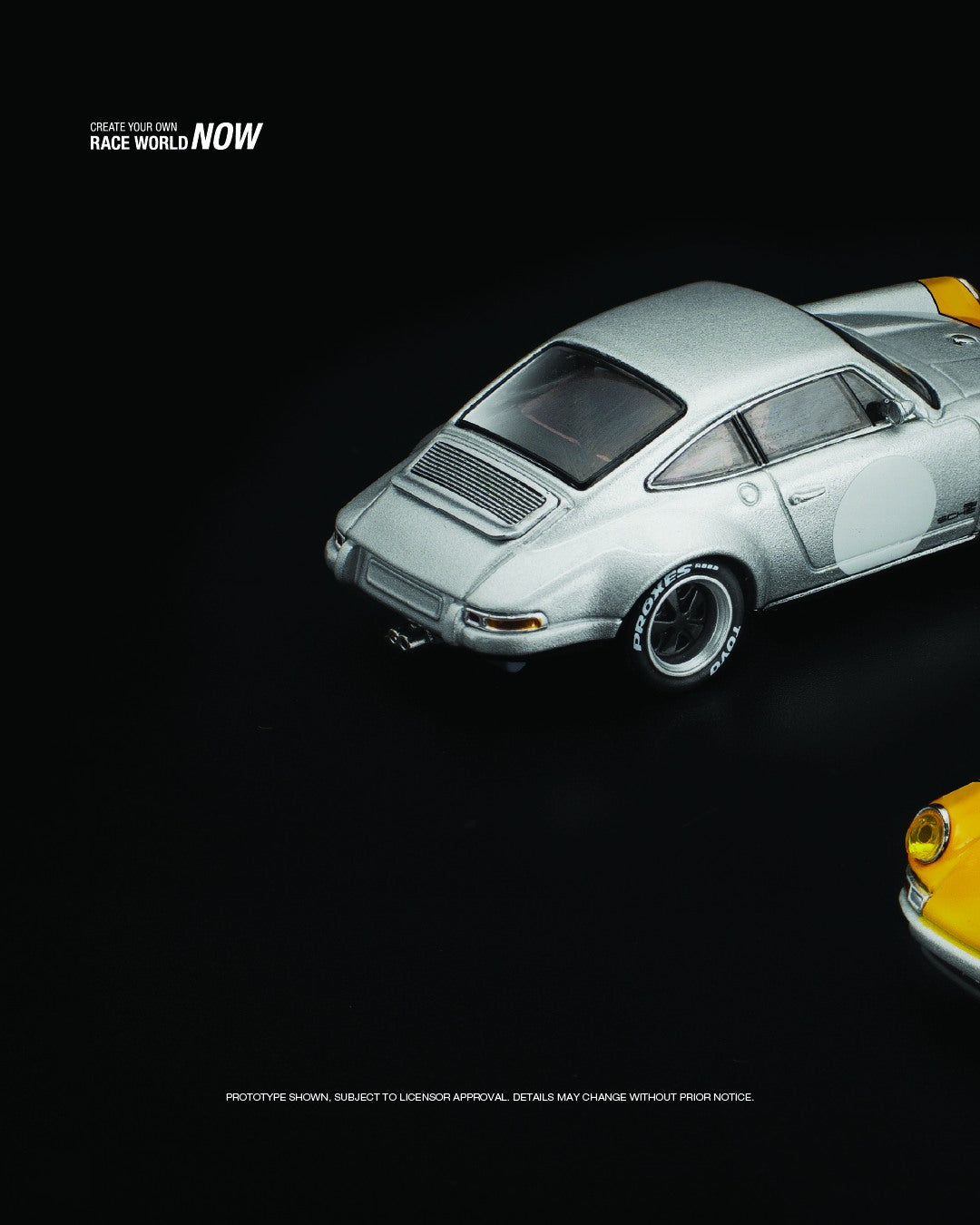 POP Race Singer SCCS Homage 1:64 scale model with custom wide-body and classic Porsche lines. Left