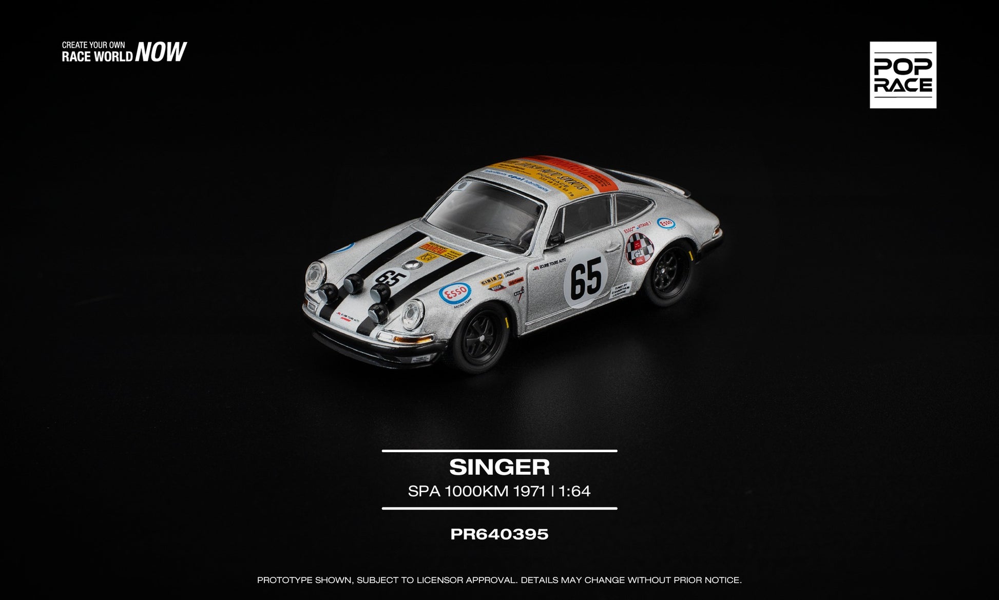 POP Race Singer SPA 1000KM 1971 endurance race car diecast model 1:64. Front