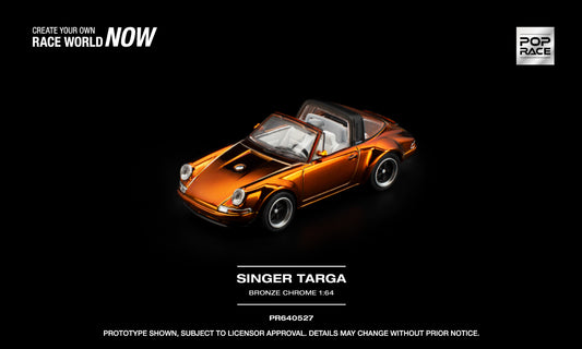 POP Race Singer Targa Bronze Chrome white interior 1:64 diecast. Front