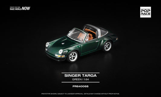 POP Race Singer Targa green diecast model with tan interior 1:64. Front