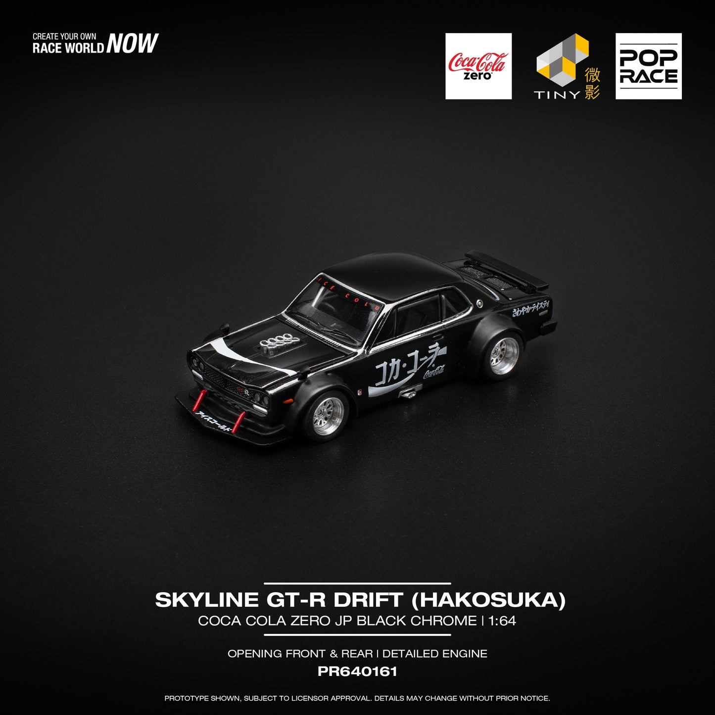 (Pre-Order) POP Race - Skyline GT-R Drift (Hakosuka) Coca Cola Zero JP Black Chrome