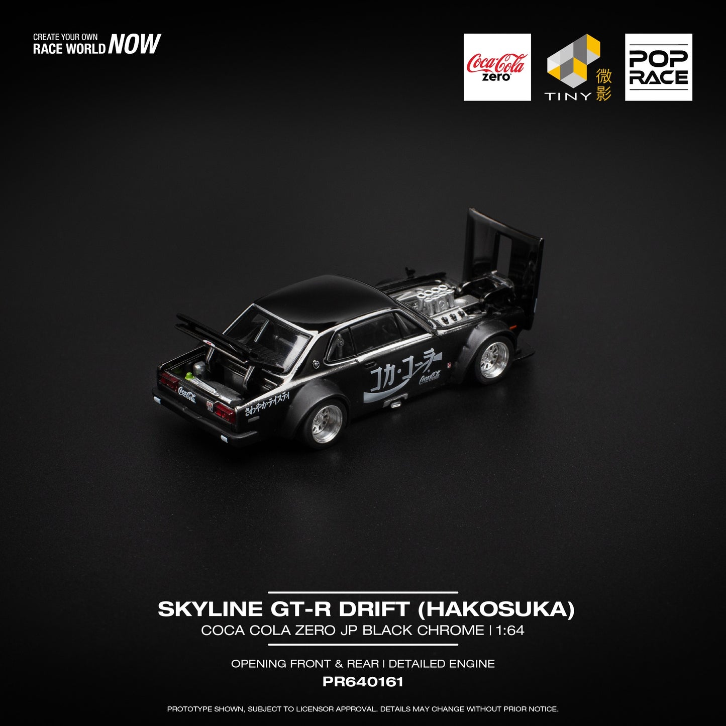 (Pre-Order) POP Race - Skyline GT-R Drift (Hakosuka) Coca Cola Zero JP Black Chrome