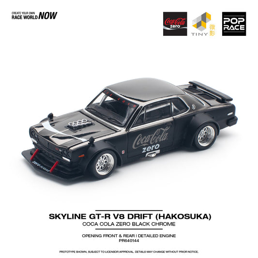 (Pre-Order) POP Race - Skyline GT-R V8 Drift (Hakosuka) Coca Cola Zero Black Chrome