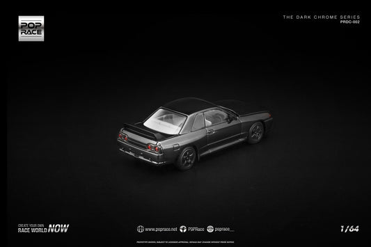POP Race 1:64 Skyline R32 GT-R Dark Chrome collectible diecast car. Back