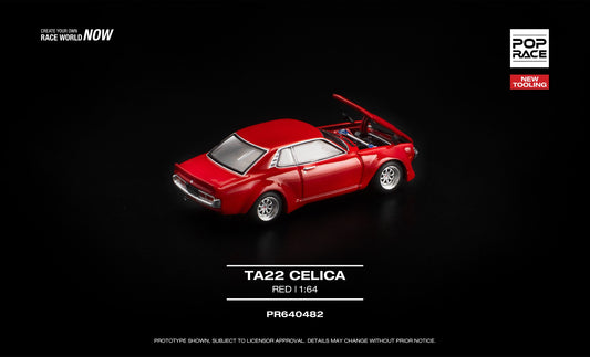 POP Race Toyota Celica TA22 red widebody opening hood engine detail 1:64. Back