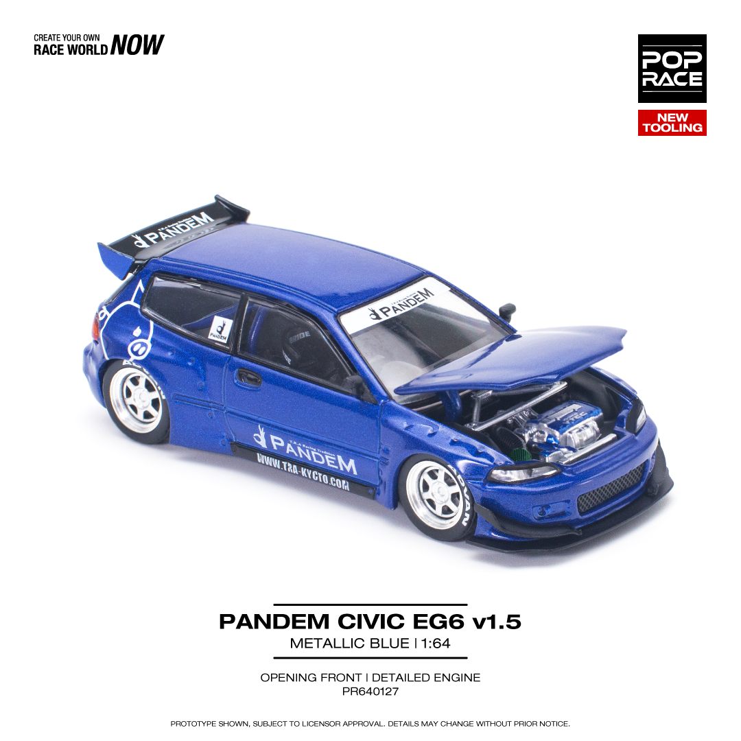 (Pre-Order) POP Race - Honda Pandem Civic EG6 v1.5 Metallic Blue