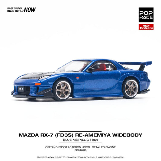 (Pre-Order) POP Race - Mazda RX-7 (FD3S) Re-Amemiya Widebody Blue Metallic