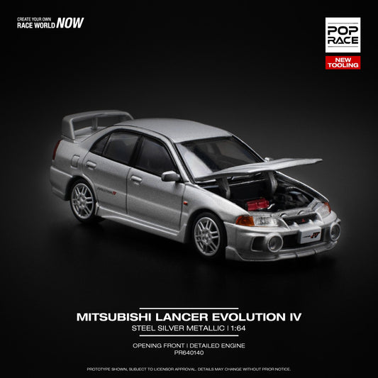 (Pre-Order) POP Race - Mitsubishi Lancer Evolution IV Steel Silver Metallic