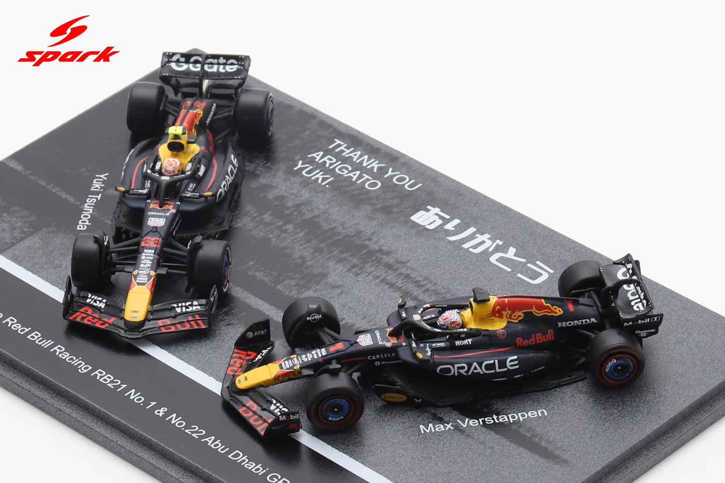 Sparky Oracle Red Bull Racing RB21 Max Verstappen and Yuki Tsunoda Abu Dhabi GP 2025.