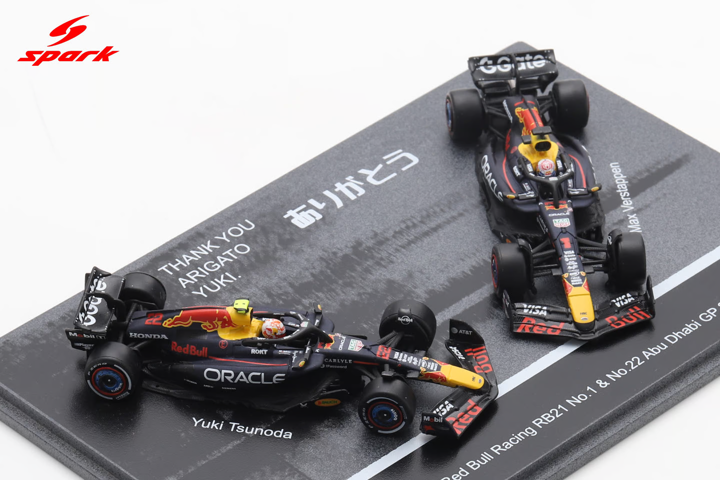 Sparky Oracle Red Bull Racing RB21 Max Verstappen and Yuki Tsunoda Abu Dhabi GP 2025.