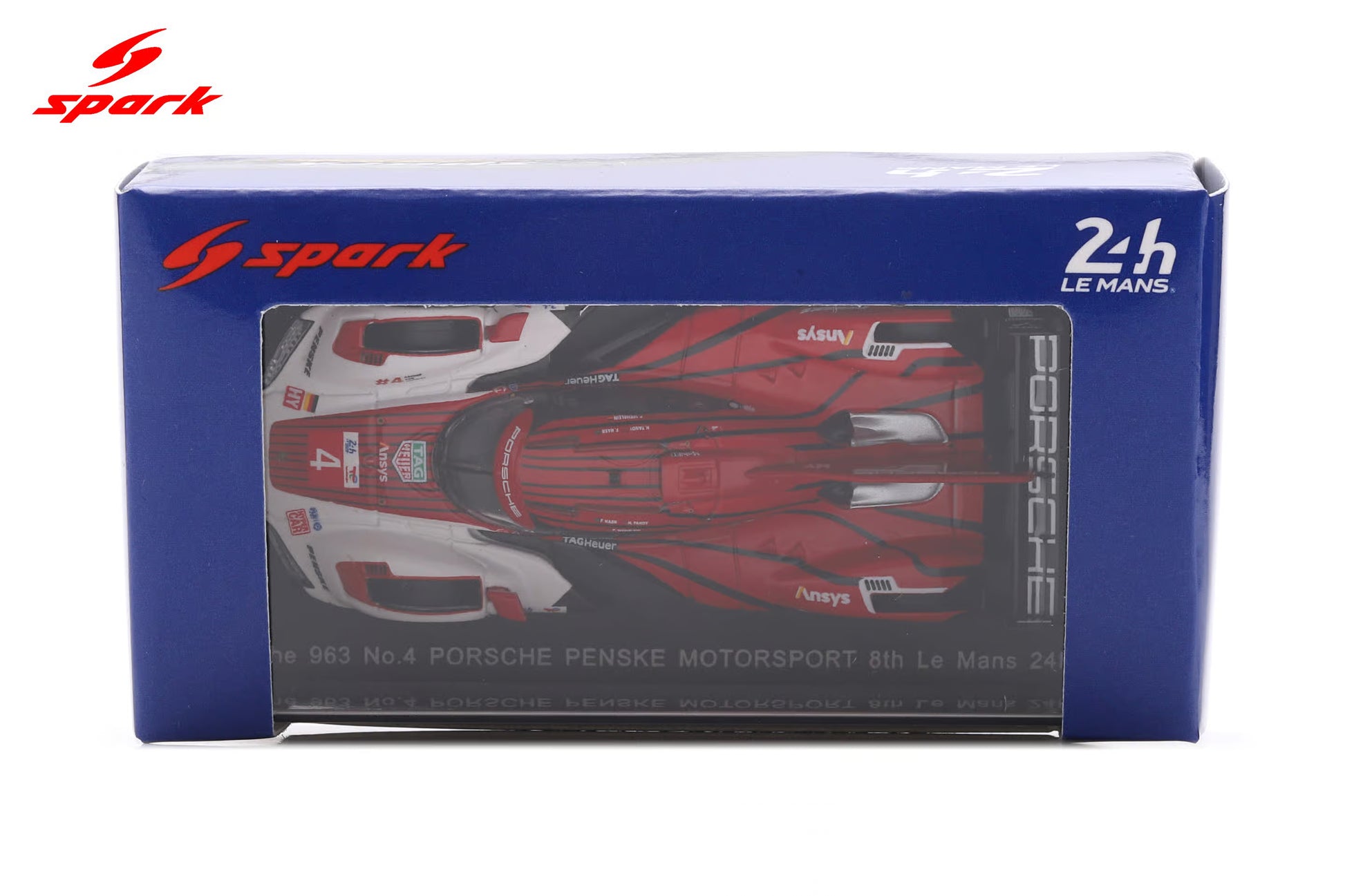 Sparky Porsche 963 No. 4 Porsche Penske Motorsport Le Mans 2025 in acrylic display case.