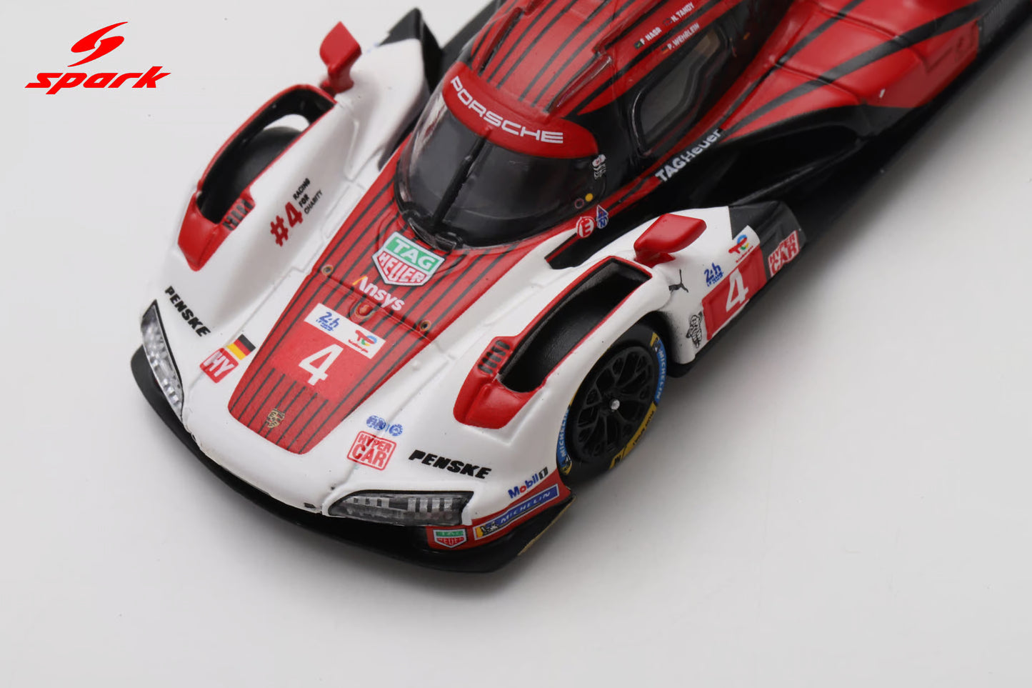 Sparky Porsche 963 No. 4 Porsche Penske Motorsport Le Mans 2025 in acrylic display case.