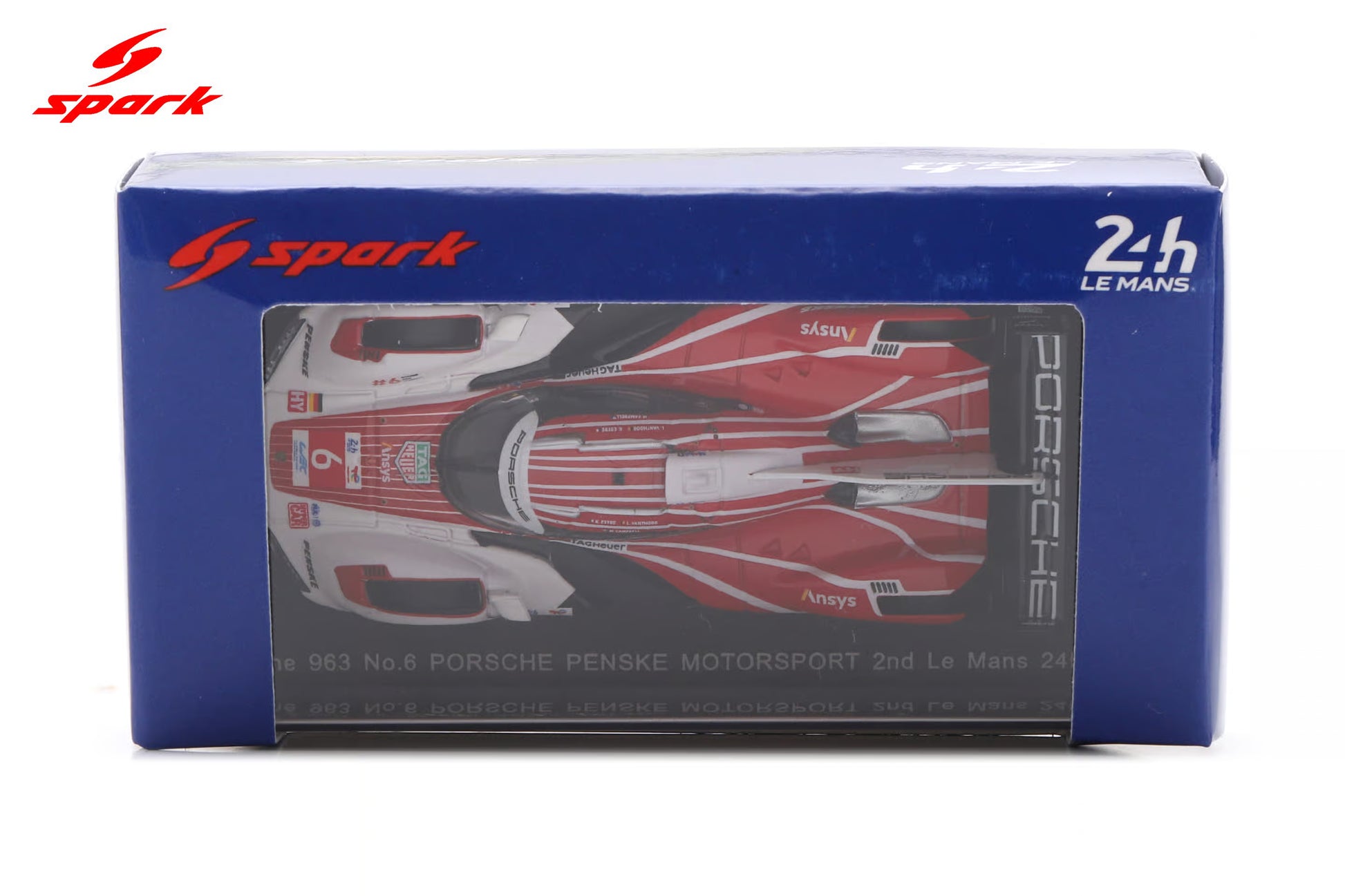 Sparky Porsche 963 No. 6 Porsche Penske Motorsport 2nd place Le Mans 2025 in acrylic display case.