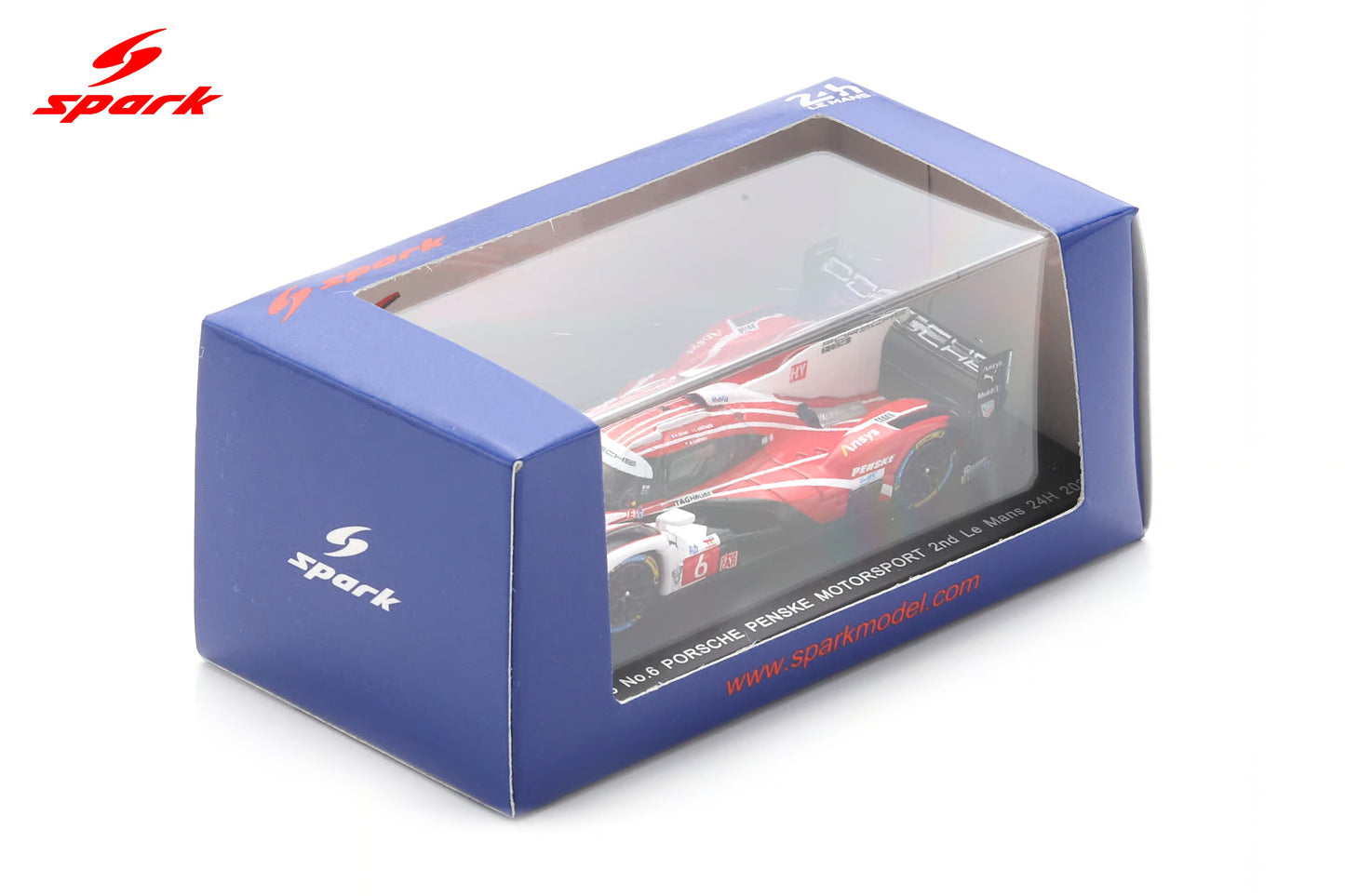 Sparky Porsche 963 No. 6 Porsche Penske Motorsport 2nd place Le Mans 2025 in acrylic display case.