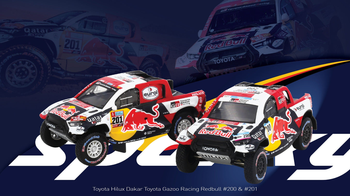 (Pre-Order) Sparky - Toyota Hilux Dakar Toyota Gazoo Racing Redbull #200 & #201 (2 Pieces Combo Set)