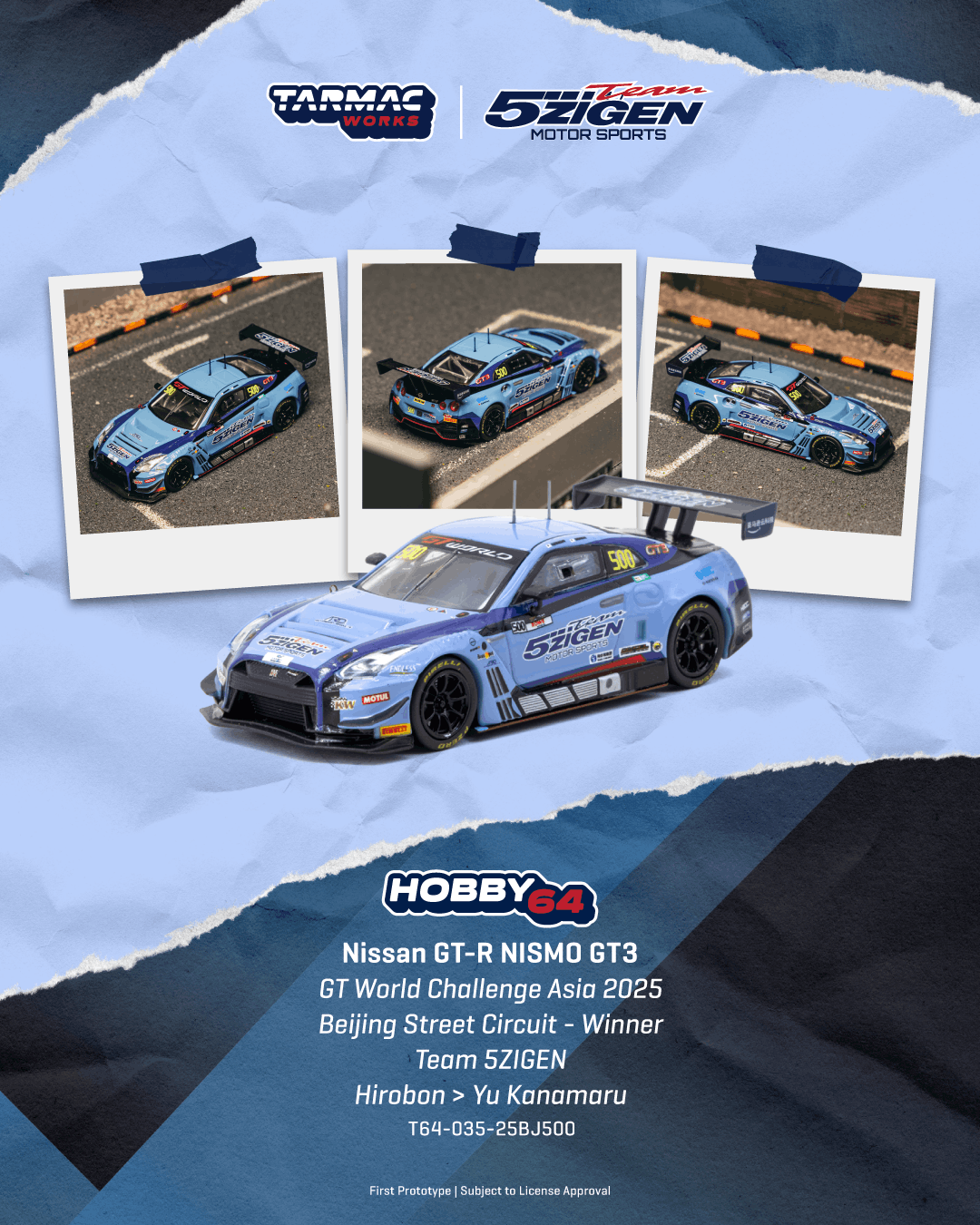 Tarmac Works Nissan GT-R R35 Nismo GT3 #500 Team 5Zigen Beijing Street Circuit winner.