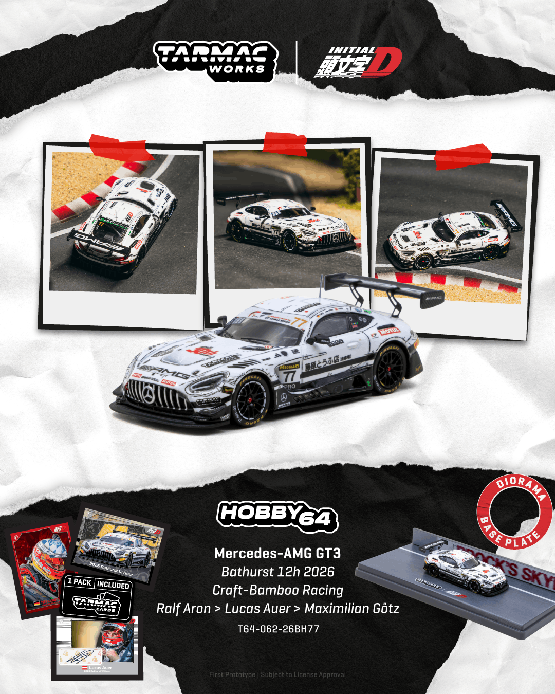 Tarmac Works Hobby64 Mercedes-AMG GT3 #77 Craft-Bamboo Racing Bathurst 12 Hour.
