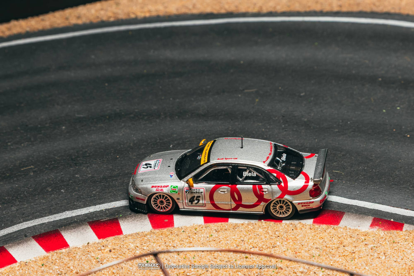 Tarmac Works Audi A4 Quattro #45 Frank Biela BTCC Champion race car from the Hobby64 series. Side