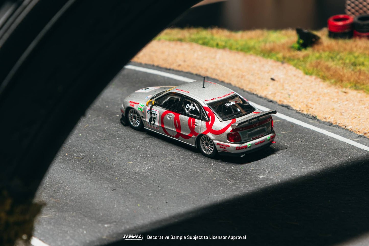 Tarmac Works Audi A4 Quattro #45 Frank Biela BTCC Champion race car from the Hobby64 series. Back