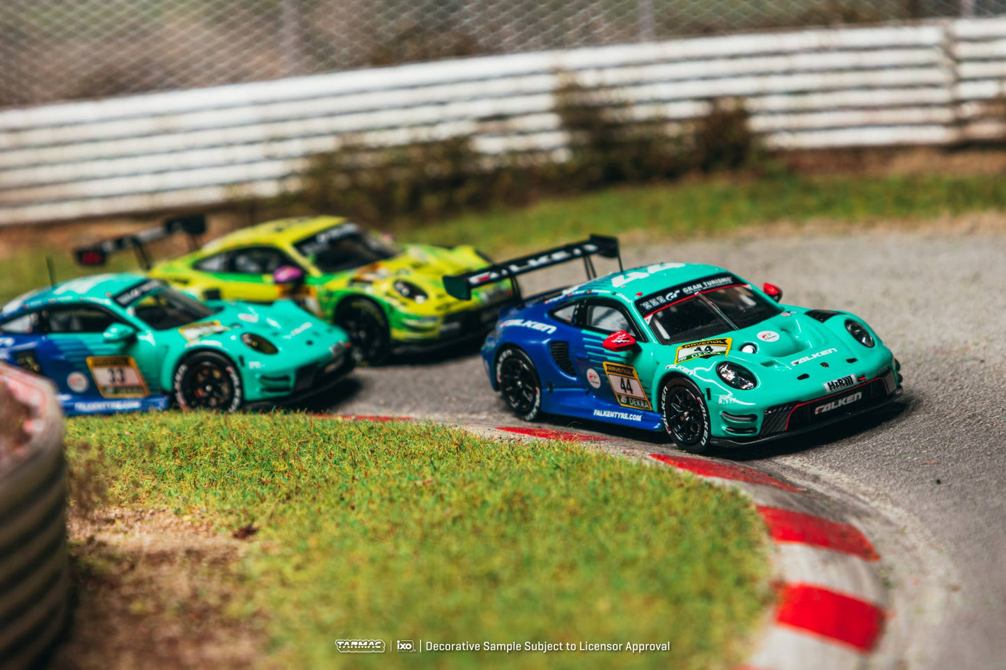Tarmac Works Porsche 911 992 GT3 R #44 Nürburgring 24 Hours race car from the Hobby64 series. Front