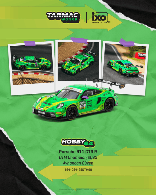 Tarmac Works Hobby64 Porsche 911 992 GT3 R Ayhancan Güven DTM Champion.